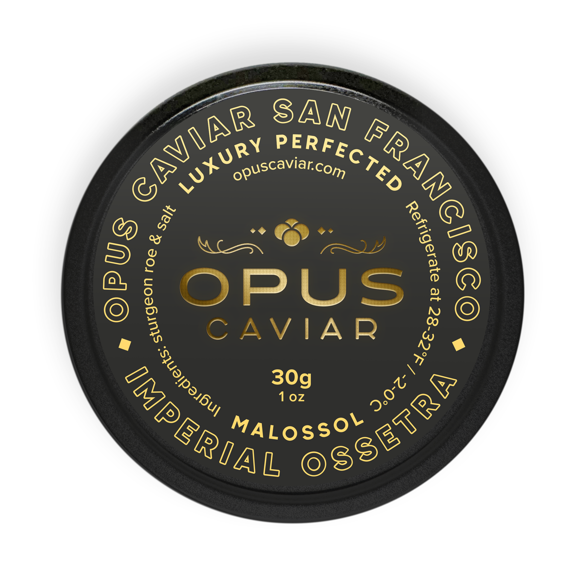 Imperial Ossetra Caviar tin by Opus Caviar - 30g luxury caviar